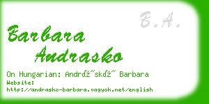 barbara andrasko business card